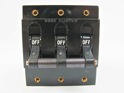 #ad Wood Electric 220 210 101 3 Pole 10A 250VAC Circuit Breaker New Old Stock $39.95