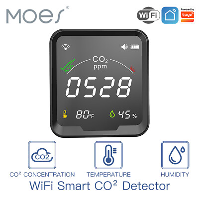 #ad MOES Smart WiFi Carbon Dioxide Detector Air Quality Monitor Tester CO2 Alarm APP $53.99