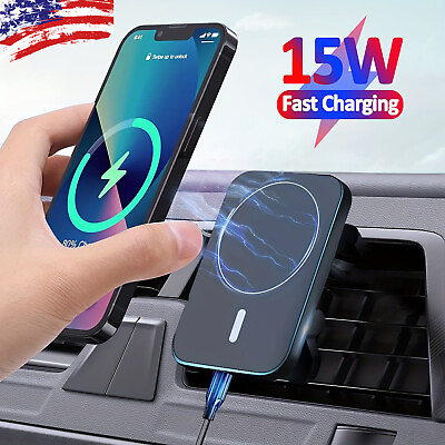 15W Wireless Magnetic Charger Car Mount Holder for iPhone 13 14 Pro Max Magsafe $10.95