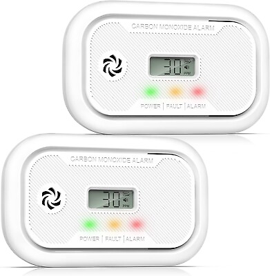#ad 2 Pack Ecoey Digital Carbon Monoxide Detector Replaceable Battery CO Alarm $26.99