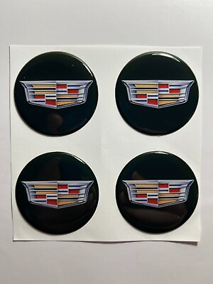 #ad Set of 4 pcs Cadillac Center Wheel Cap Stickers Decal Rims Emblem Logo $23.80