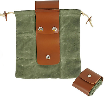 #ad Bushcraft Bag Leather Belt Pouch Men Foraging Bag with Waxed Canvass for Travel $14.41