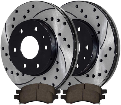 #ad Autoshack SCD1169PR65152 Front Drilled and Slotted Brake Kit Rotors Black and Ce $147.99