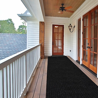 #ad Runner Rug Hallway Non Slip Rubber Back Stripe Black Carpet Doormat Throw Rug $276.70