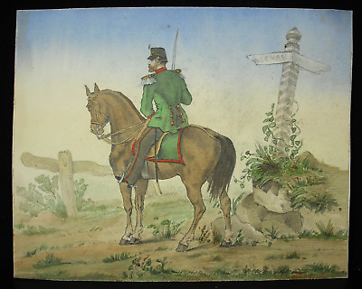#ad Rider IN Uniform Military Cavalry Drawing Original XIX ° Pencil amp; Watercolour $85.40