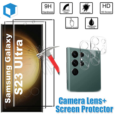 #ad 2X Samsung Galaxy S23 23 Ultra Fullcover Tempered Glass Screen Camera Protector $10.99