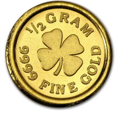 #ad 1 2 gram .9999 fine Gold Round Lucky 4 Leaf Clover in capsule $59.80