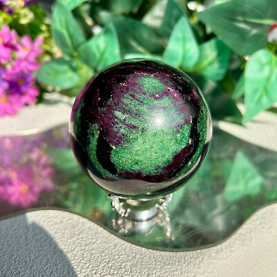 #ad Green Ruby Zoisite Crystal Display Sphere Reiki Healing Stone Polished Crystal $50.00