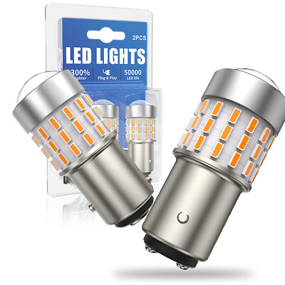 #ad 2X 1157 LED Amber DRL Switchback Turn Signal Indicator Parking Light Bulbs $21.99
