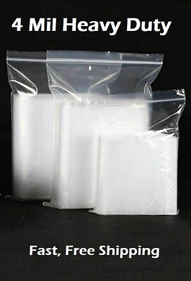 Clear Zip Seal Plastic Bags Heavy Duty 4Mil Reclosable Top Lock Zipper Baggies $16.81