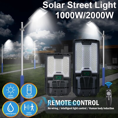 #ad Waterproof 2000W Solar Street Light Flood Light w Timer Motion Sensor Dusk Dawn $75.63