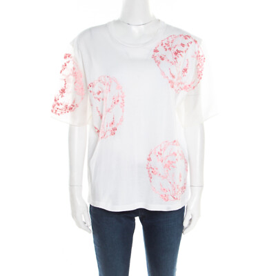#ad Alexander McQueen White Cotton Floral Embroidered Silk Sleeve Detail Over $145.20