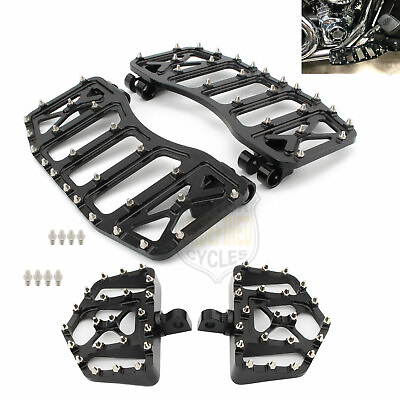 #ad CNC Wide Foot Pegs Floorboards MX Style For Harley Softail Road Glide Road King $137.64