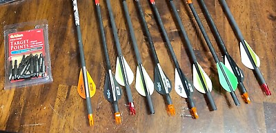 #ad 6 Easton Arrows 400spine 4 arrows 500 spine Black and Broadheads field tips  $175.00