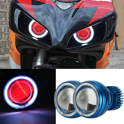 #ad 2x Motorcycle For Honda CBR 600 1000 RR LED Headlight Angel Eye Demon Projector $55.99