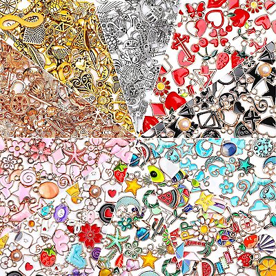 #ad 500Pcs Charms for Jewelry Making Bulk Wholesale Assorted Gold Plated Enamel P... $32.77