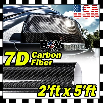#ad #ad 2ft x 5ft 7D Premium Hi Gloss Black Carbon Fiber Vinyl Wrap Bubble Free Release $13.40