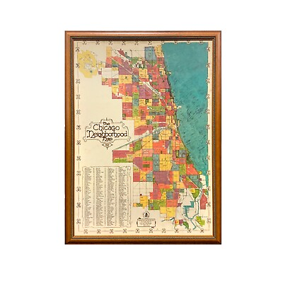 #ad Second Edition Framed Chicago Hood Map $246.40