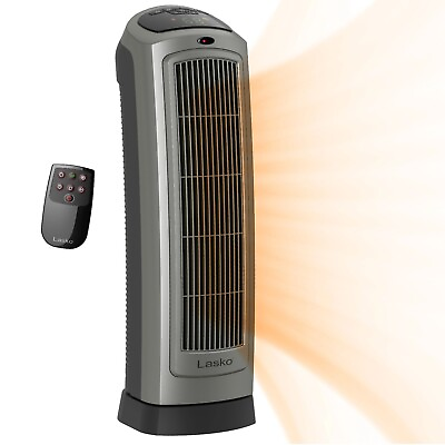 #ad 1500W Oscillating Ceramic Electric Tower Space Heater with Remote 5538Gray $93.60