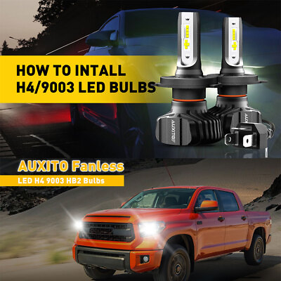 #ad AUXITO 9003 H4 LED Headlight Hi Beam Low Bulbs FANLESS 18000LM HID WHITE B7 $33.83