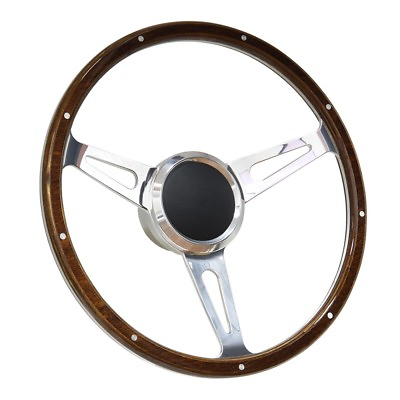 #ad 14quot; Wood Boat Steering wheel Classic Style with 3 4quot; Tapper Key Way Adapter $234.50