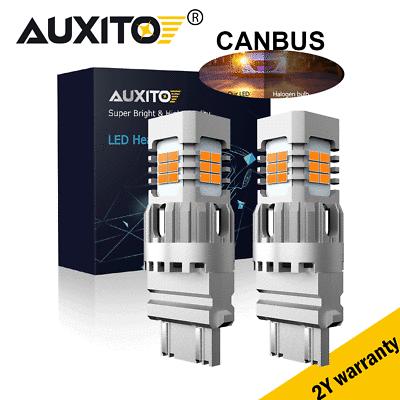 #ad AUXITO Error Free 3157 3156 4157 LED Amber Yellow Turn Signal Parking Light Bulb $16.19