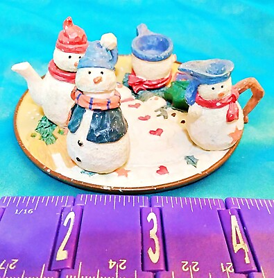 #ad Vintage HAPPY SNOWMAN CHRISTMAS WINTER MINI TEA SET $43.87