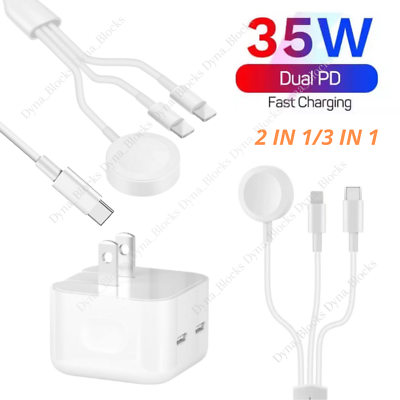 #ad 35W Magnetic Charger 3 In 1 Cable For Apple iWatch iPhone 13 12 11 Pro Max X 7 $11.32