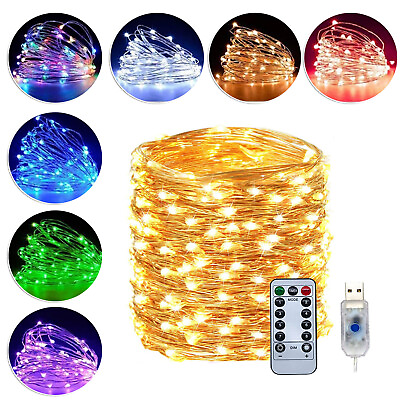 #ad USB Twinkle LED String Fairy Lights 200 300LED Copper Wire Party Decor W Remote $7.99