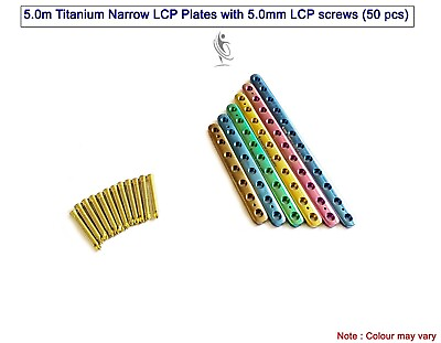 #ad Titanium LCP 5.0mm Narrow Plate set of 6Pcs and 5mm LCP screw 50Pcs veterinary $301.82