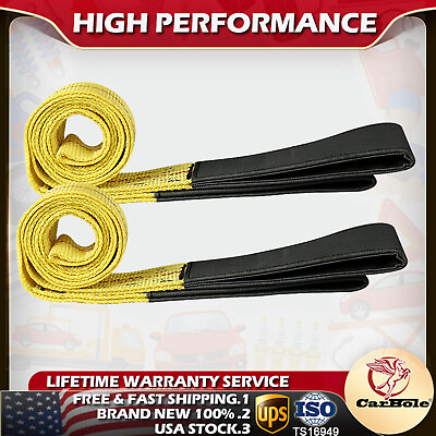#ad 2Pack 6ft x 2in Lifting Sling Straps with Heavy Duty Flat Loops 10000LBS Nylon $18.99