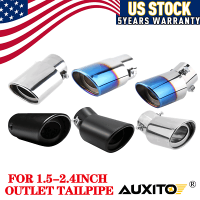 #ad Auto Car Stainless Steel Rear Exhaust Pipe Tail Muffler Tip Round Accessories $13.99