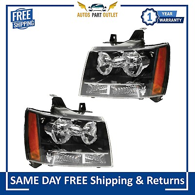 #ad New Headlights Headlamps Pair For 2007 2014 Chevrolet Suburban Tahoe Avalanche $143.42