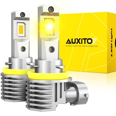 #ad AUXITO Yellow H11 LED Headlights Kit Low Beam Bulbs Super Bright 3000K 24000LM $26.59