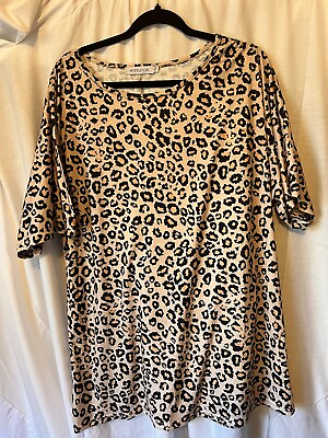 #ad Leopard Pattern 2 X Top Short Sleeve $13.00