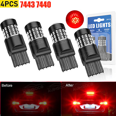 #ad 4x 7443 7440 High Power Brake Stop Tail Turn Signal LED Light Bulbs Red light $38.99