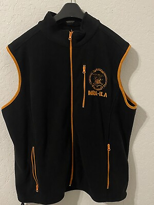 #ad NRA ILA Vest Mens 2XL Black Orange Zip Up Fleece With Embroidered Logo XXL $26.95
