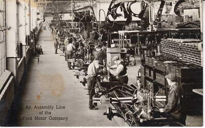#ad 1928 Ford Assembly Line Postcard Rouge Plant $14.28
