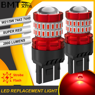 #ad 2x 7443 7440 Red LED Flash Strobe Brake Tail Light Bulbs For Ram 1500 2019 2021 $13.48