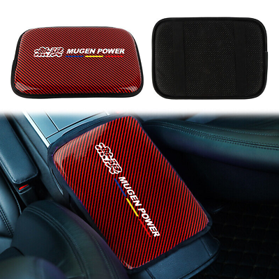 #ad Car Center Console Armrest Cushion Pad Cover For Mugen Red Carbon For Honda $35.99