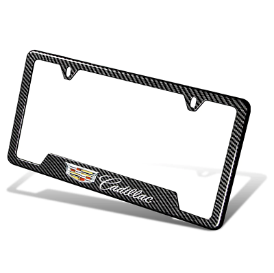 #ad Car License Plate Frame Cover Hood Rear Stainless Steel Carbon For Cadillac $39.99