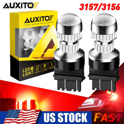 #ad AUXITO 3157 3156 LED Brake Tail Turn Signal Light Bulbs Super Red SMD Canbus EAC $14.24