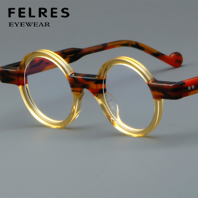 #ad Acetate Small Frame Round Premium Eyeglasses Men Women Clear Lens Glasses Frame $44.61
