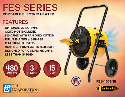 #ad Fostoria FES 1548 3E 15KW 480V 3Ph Portable Electric Salamander Heater $1685.76
