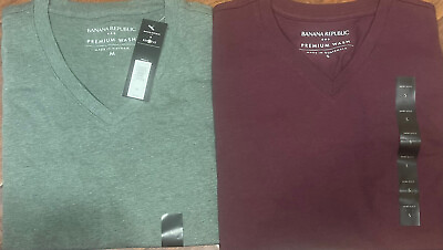 #ad Banana Republic Mens Vee Short Sleeve V Neck Premium Wash T Shirts S XXL Choice $19.98