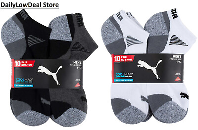 #ad Puma Men#x27;s No Show Low Cut Socks 10 Pair White Or Black Select Size $19.90