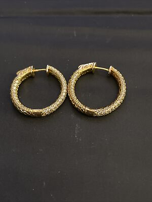 #ad Meigs Jewelry Huggie Hoop Earrings Sterling Silver 925 Vintage With CZ $46.07