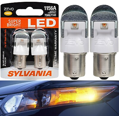 #ad Sylvania ZEVO LED Light 1156 Amber Orange Two Bulbs Front Turn Signal Replace OE $26.50