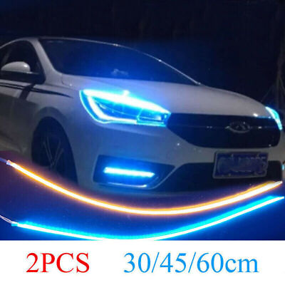 #ad 30 45 60cm for Headlight Sequential Flexible DRL Running Turn Signal Strip Light $9.99