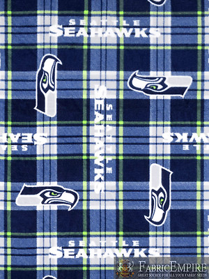 #ad NFL Seattle Seahawks Plaid Licensed Fleece Fabric 58 Wide SOLD BY THE YARDS $17.90